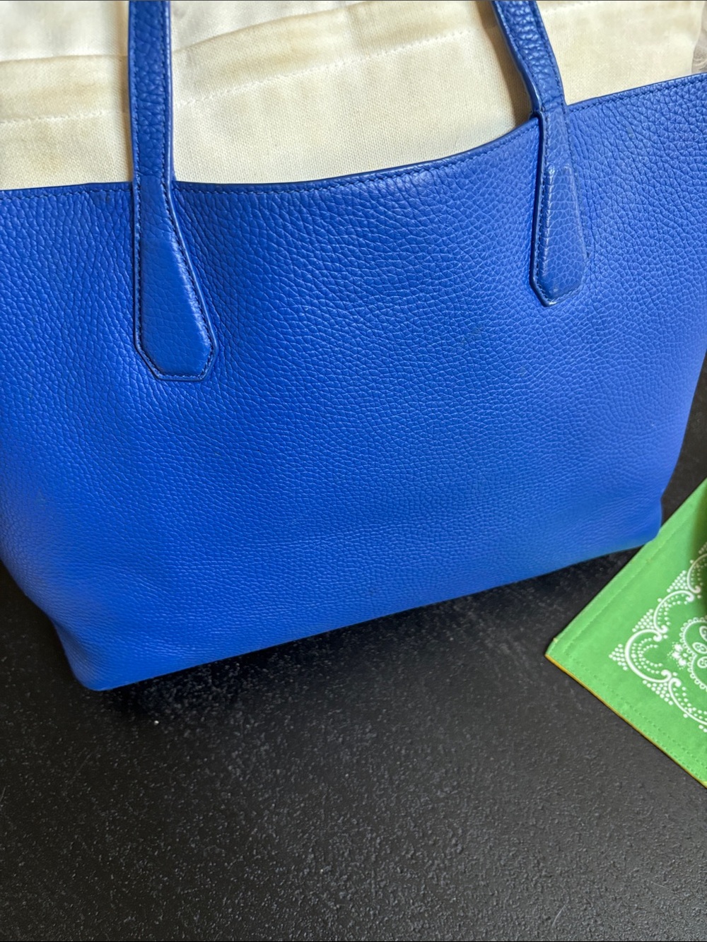 Tory Burch Royal Blue Pebbled Leather Tote with Gold Logo cobalt 2 sm mark
Front - Picture 3 of 6